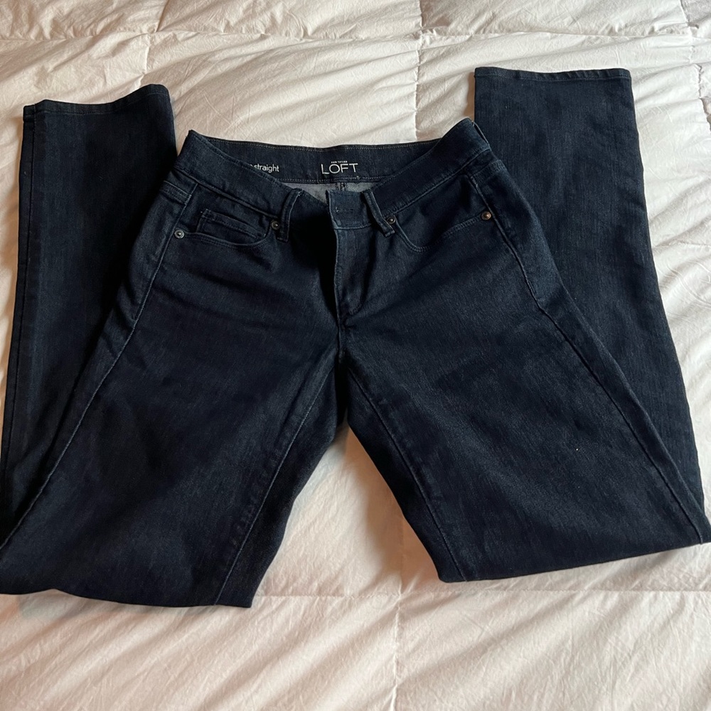 Dark wash straight jeans